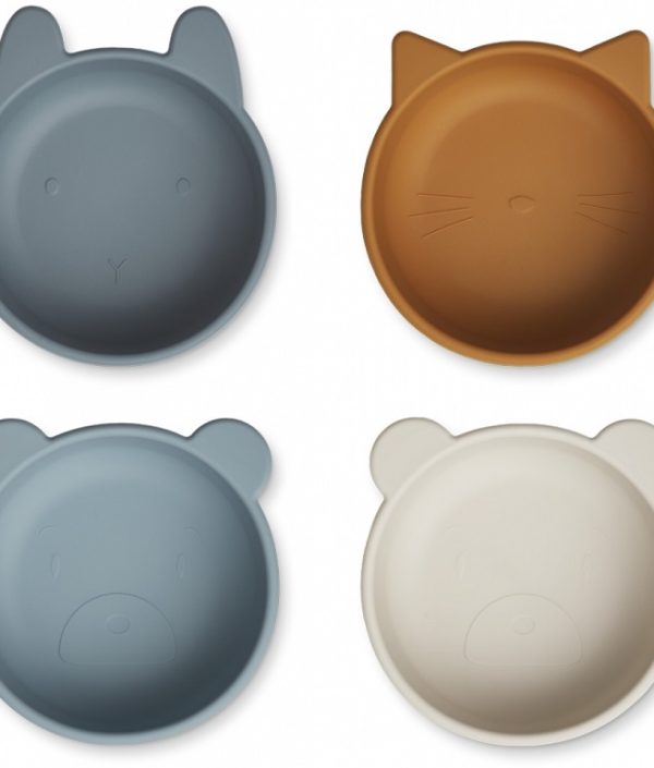 Liewood, 4-pack silikon snack skål, Iggy Whale Blue multi mix