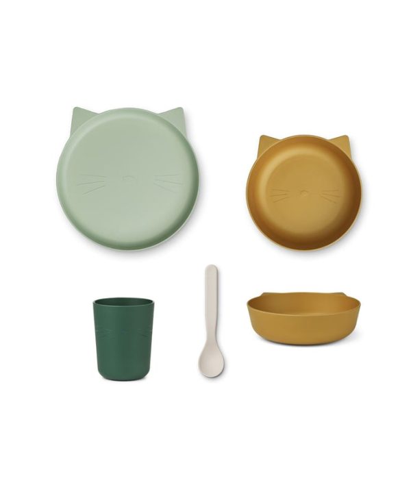 Liewood, Paul matset 4 delar, Cat dusty mint multi mix