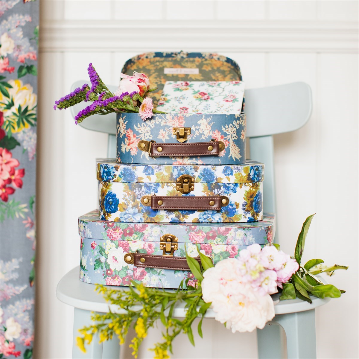 Sass & Belle, förvaringslådor Blue vintage rose, 3-pack - Bild 4