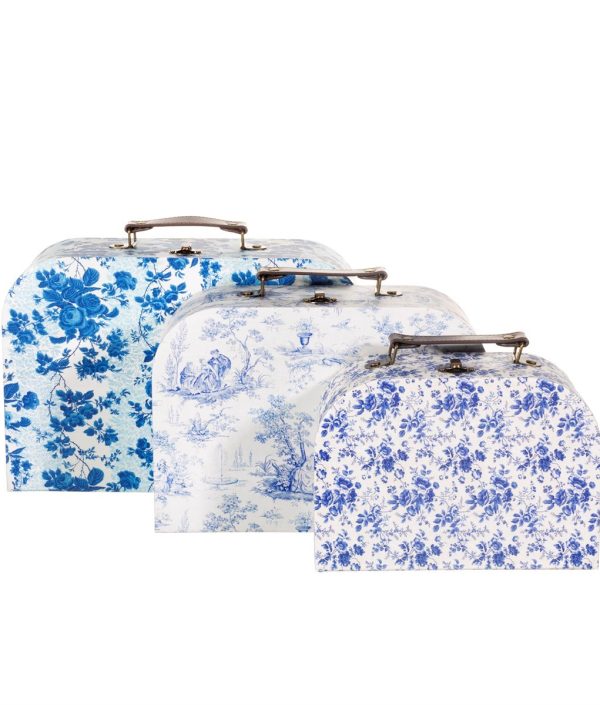 Sass & Belle, förvaringslådor Blue and white floral, 3-pack