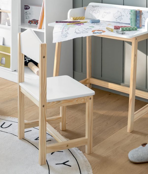 Trästol till barnrummet, vit/natur