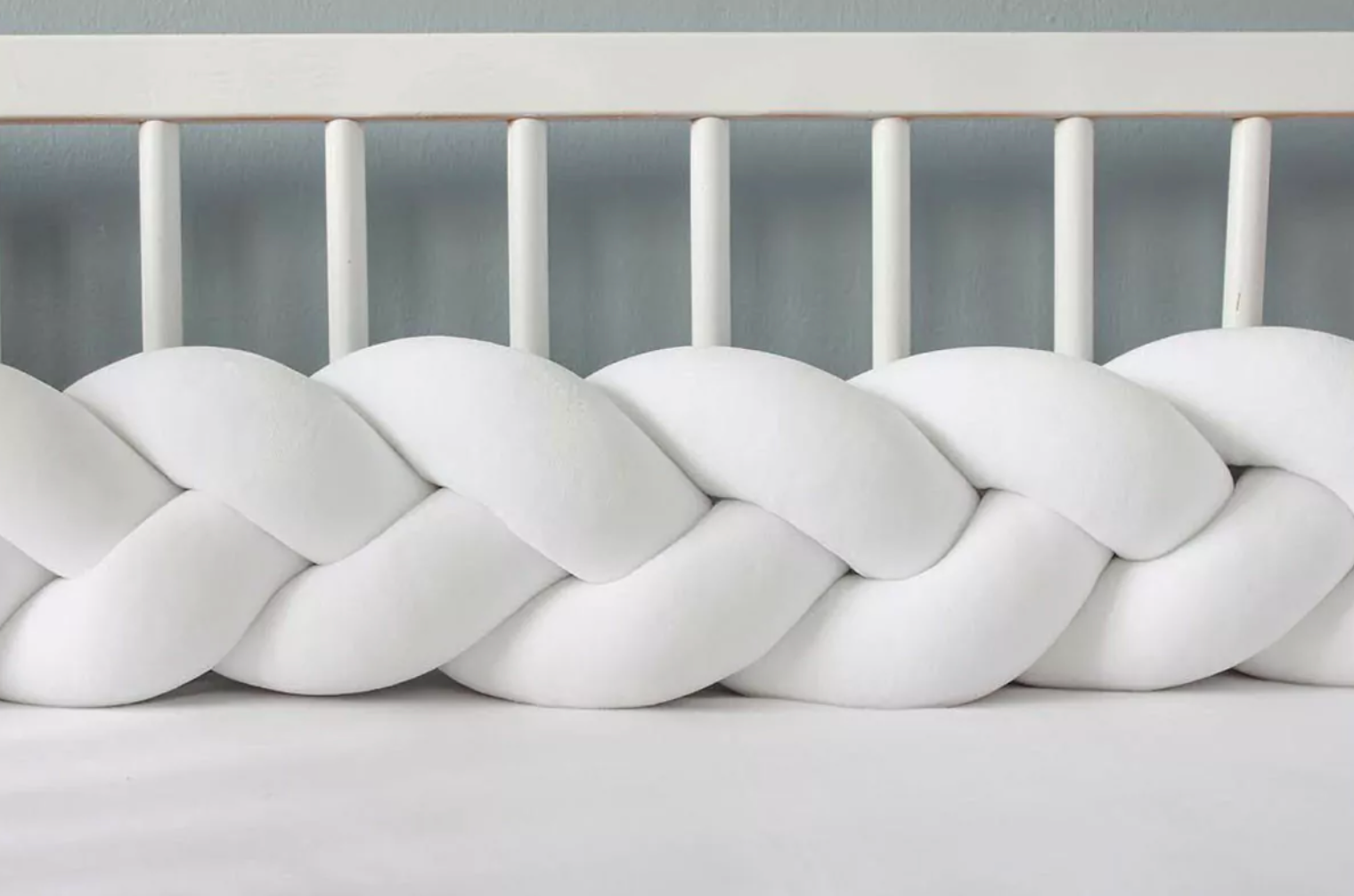 Spjälsängsskydd flätad, Vit - Bild 4