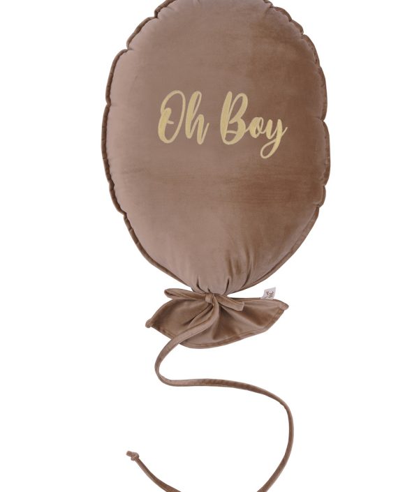 Väggdekoration och kudde i sammet, Oh boy-champagne gold