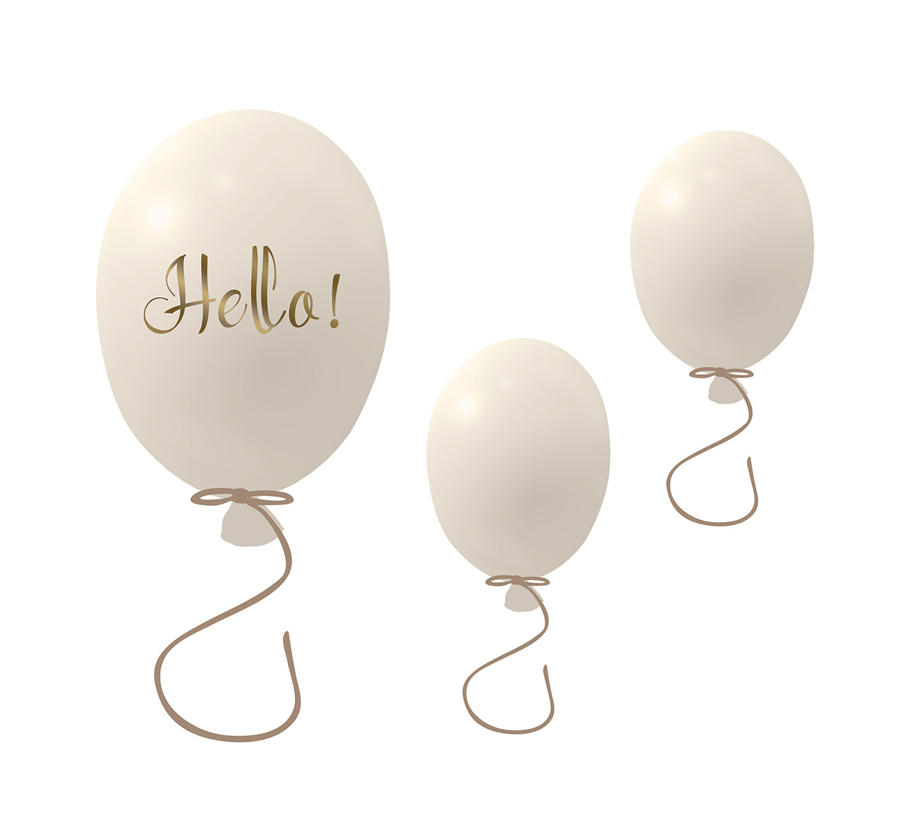 Väggklistermärke partyballonger 3-pack, cream