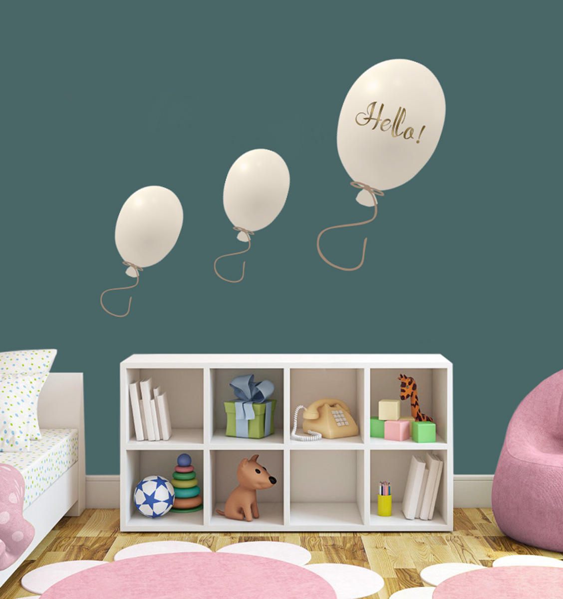 Väggklistermärke partyballonger 3-pack, cream - Bild 5