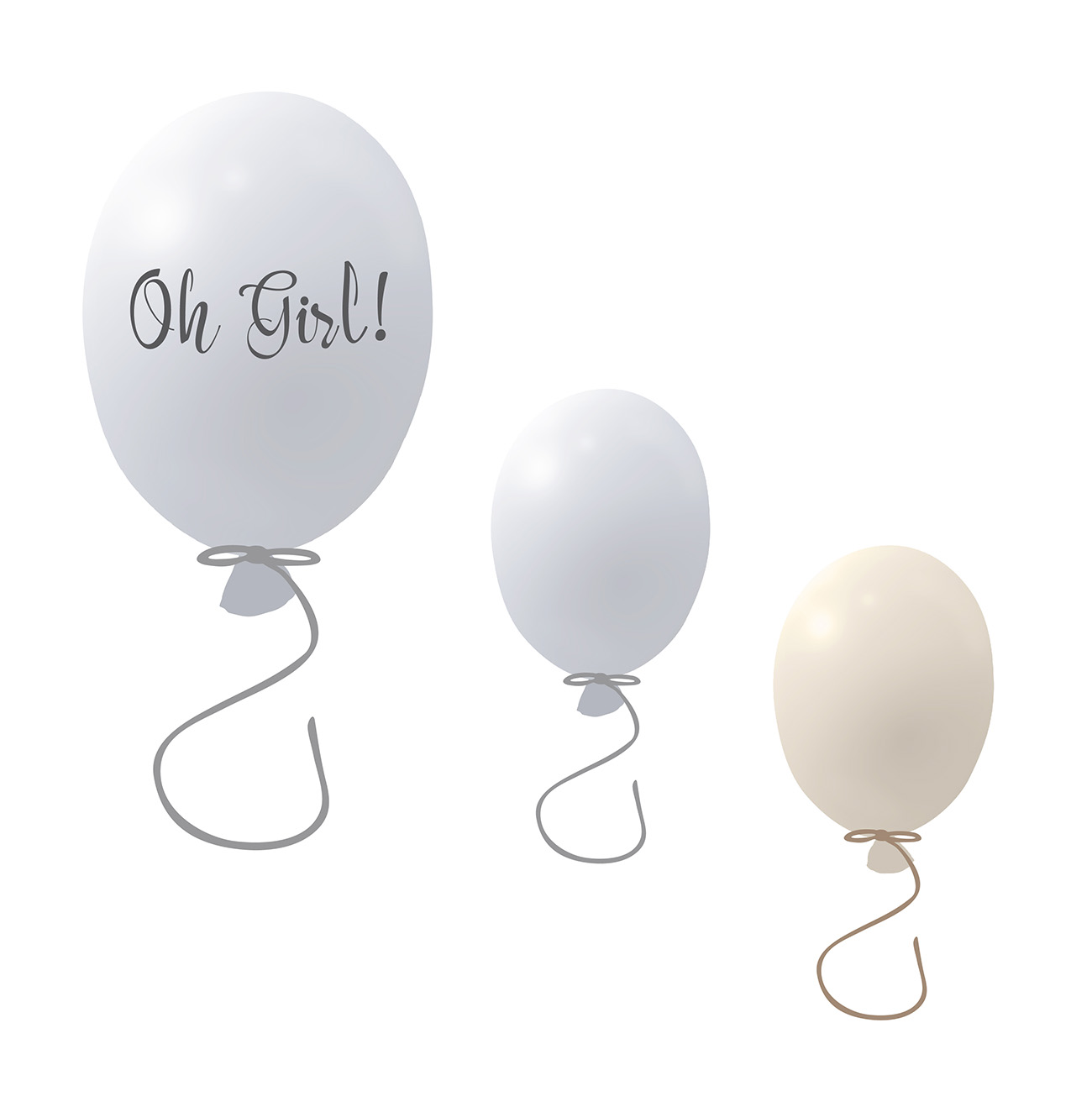 Väggklistermärke partyballonger 3-pack, grey - Bild 2