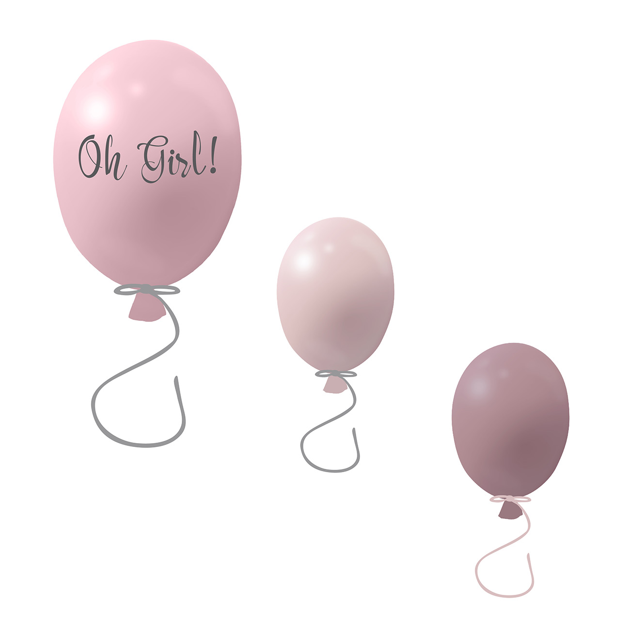 Väggklistermärke partyballonger 3-pack, rose - Bild 2