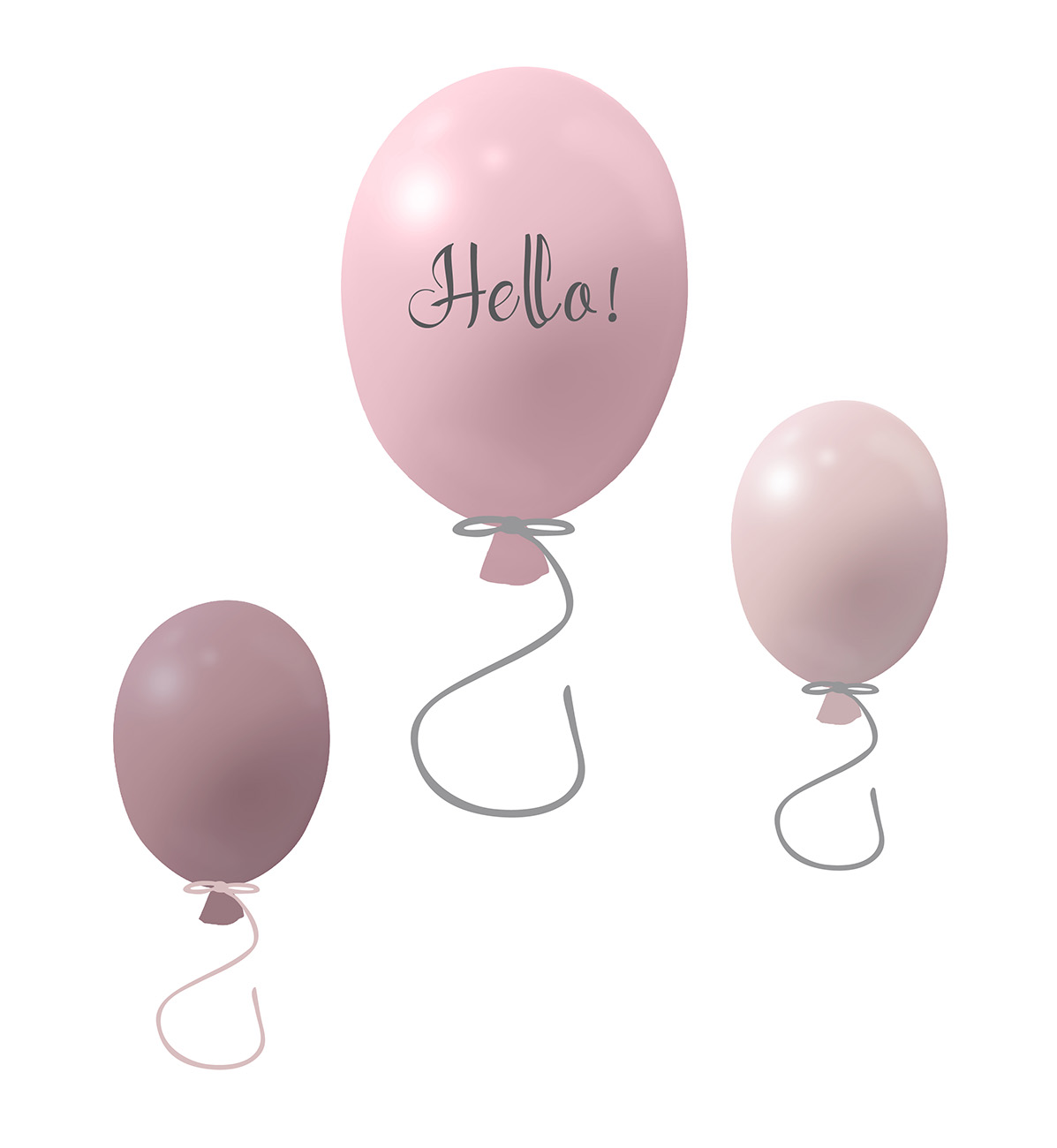 Väggklistermärke partyballonger 3-pack, rose