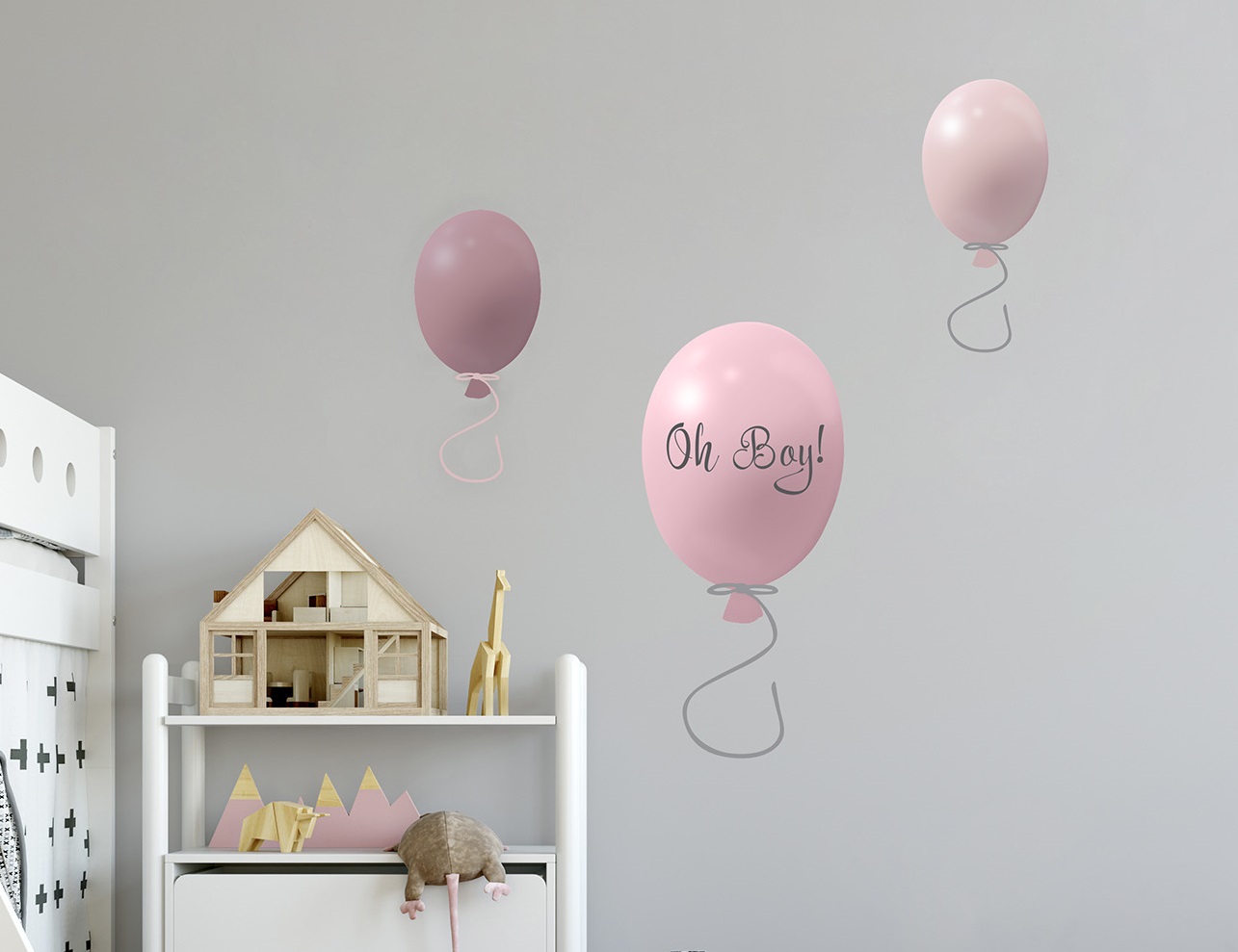 Väggklistermärke partyballonger 3-pack, rose - Bild 7