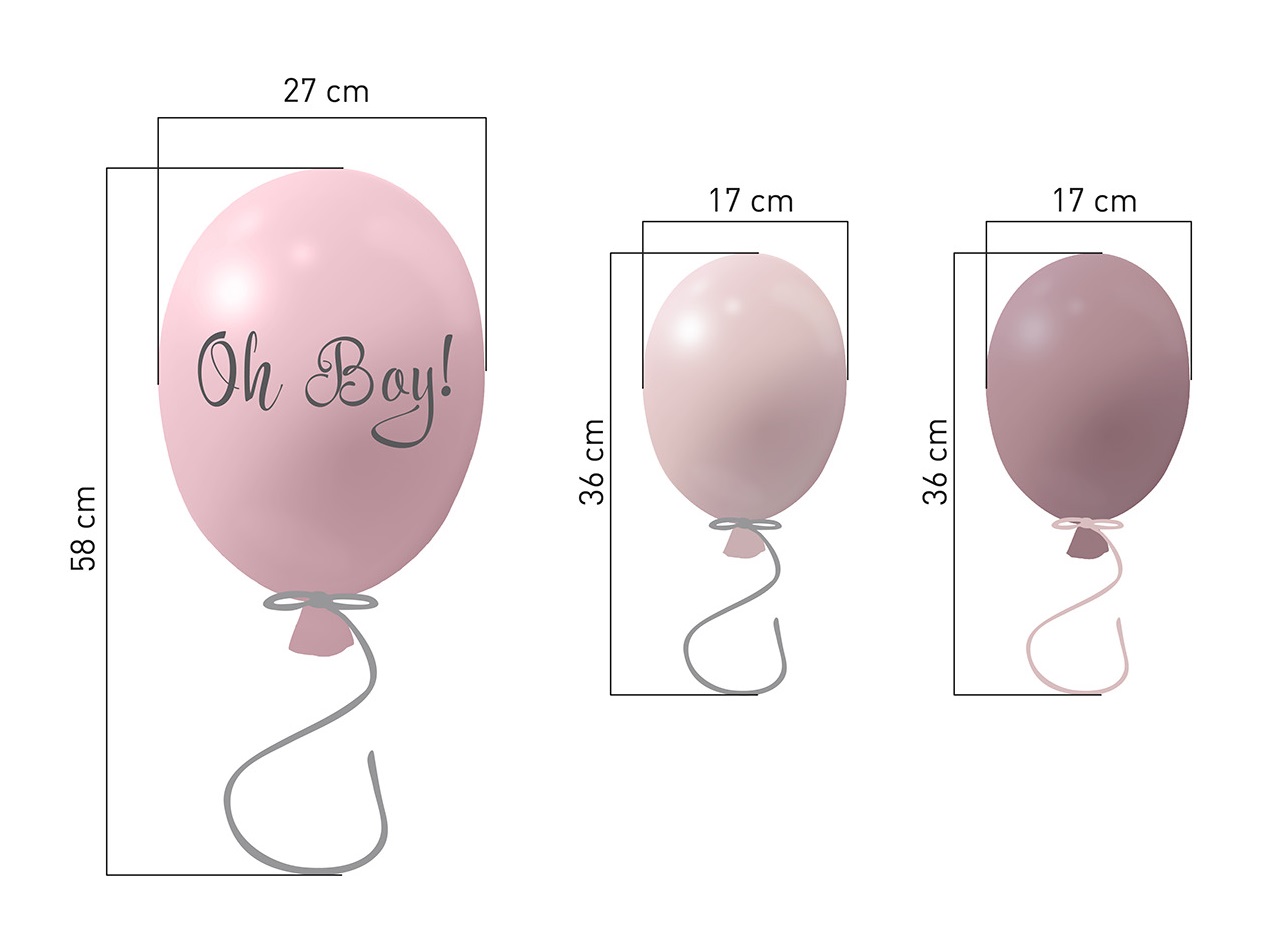 Väggklistermärke partyballonger 3-pack, rose - Bild 4