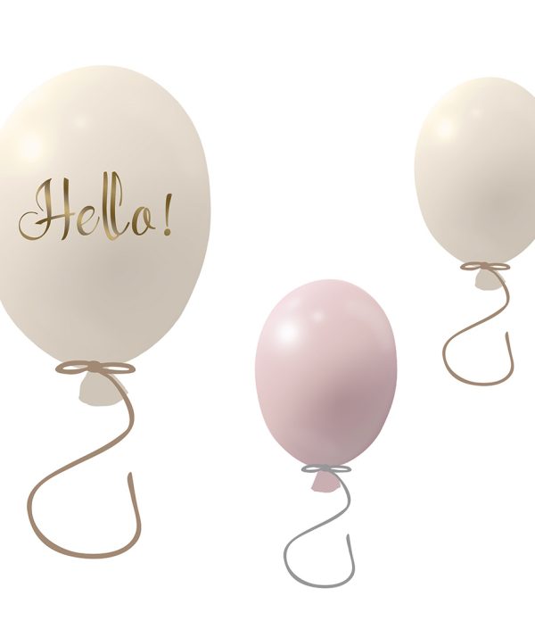 Väggklistermärke partyballonger 3-pack, rose cream