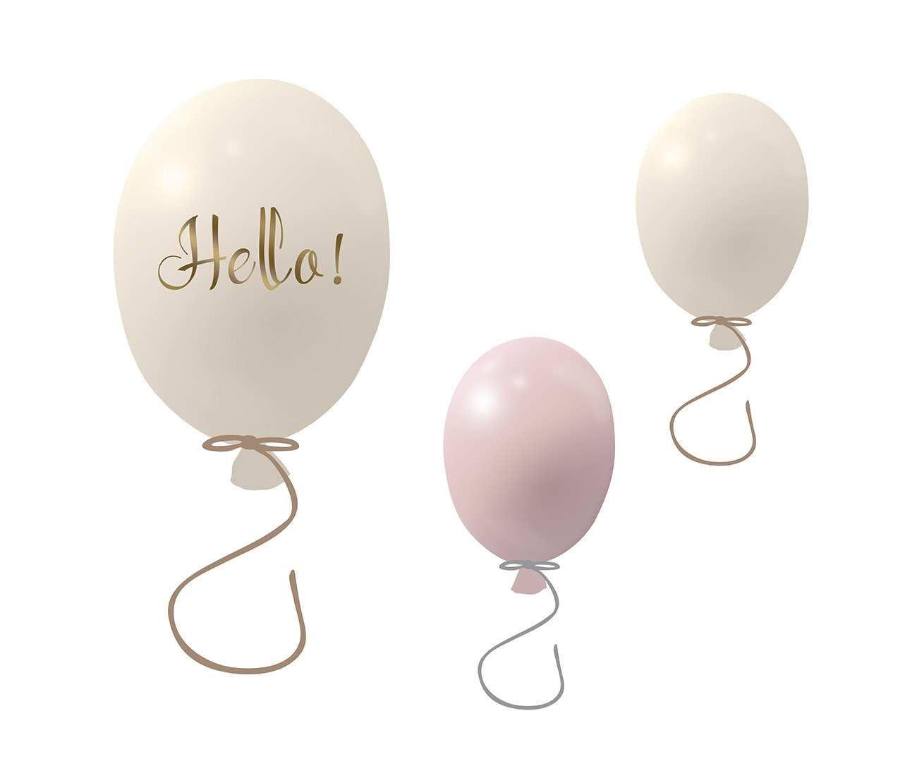 Väggklistermärke partyballonger 3-pack, rose cream