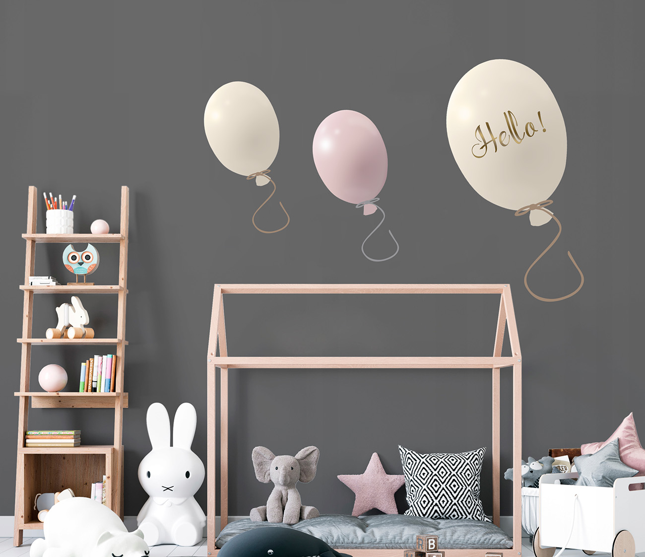 Väggklistermärke partyballonger 3-pack, rose cream - Bild 5