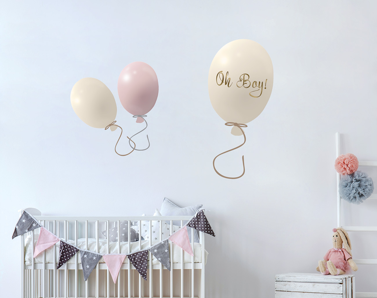 Väggklistermärke partyballonger 3-pack, rose cream - Bild 7