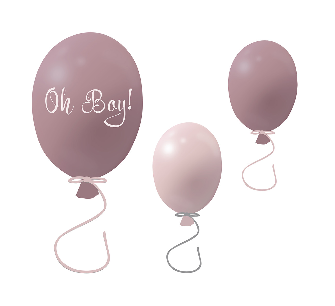 Väggklistermärke partyballonger 3-pack, dusty pink - Bild 3