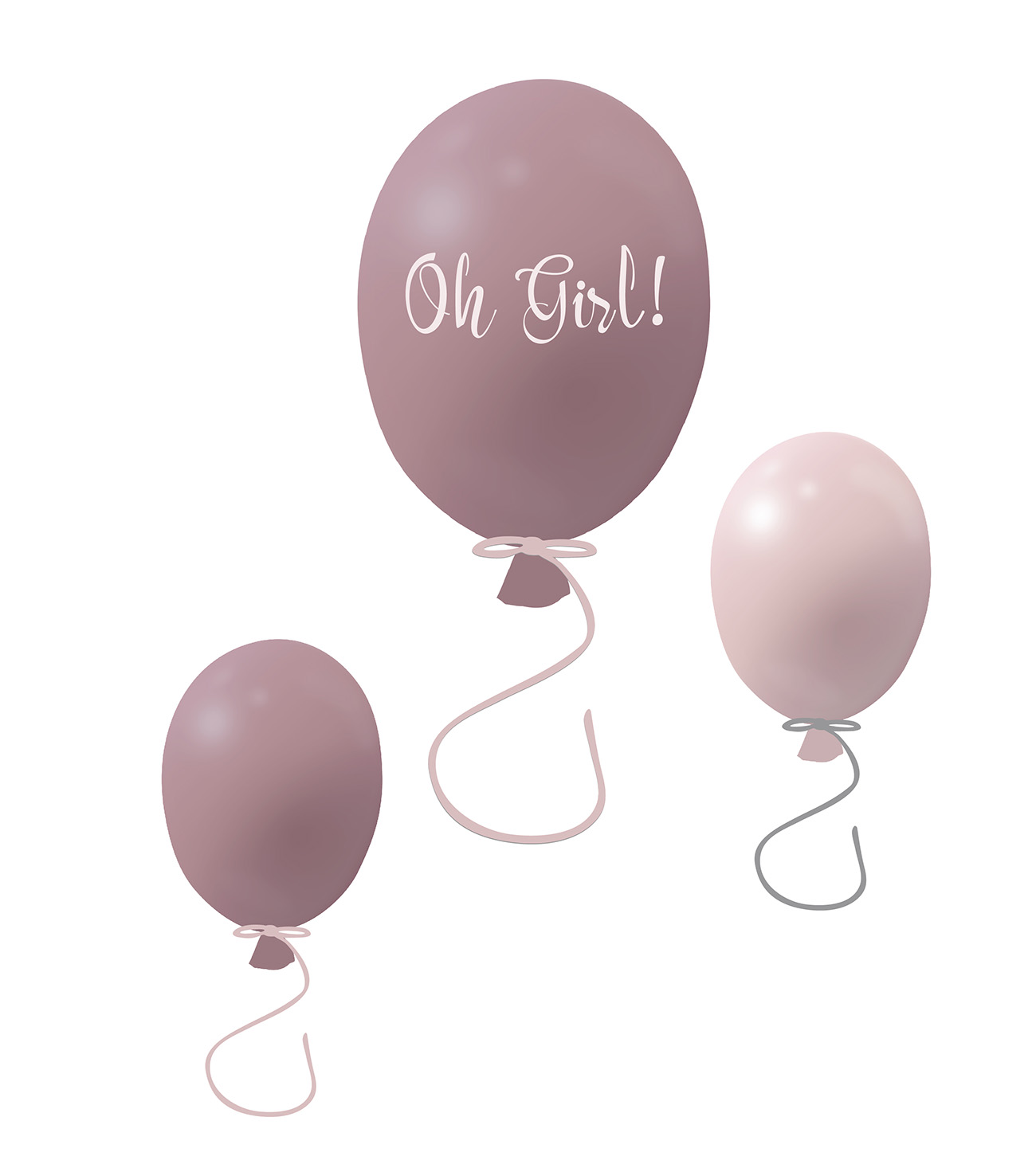 Väggklistermärke partyballonger 3-pack, dusty pink - Bild 2