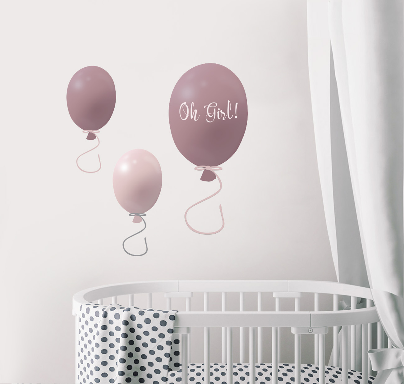 Väggklistermärke partyballonger 3-pack, dusty pink - Bild 6