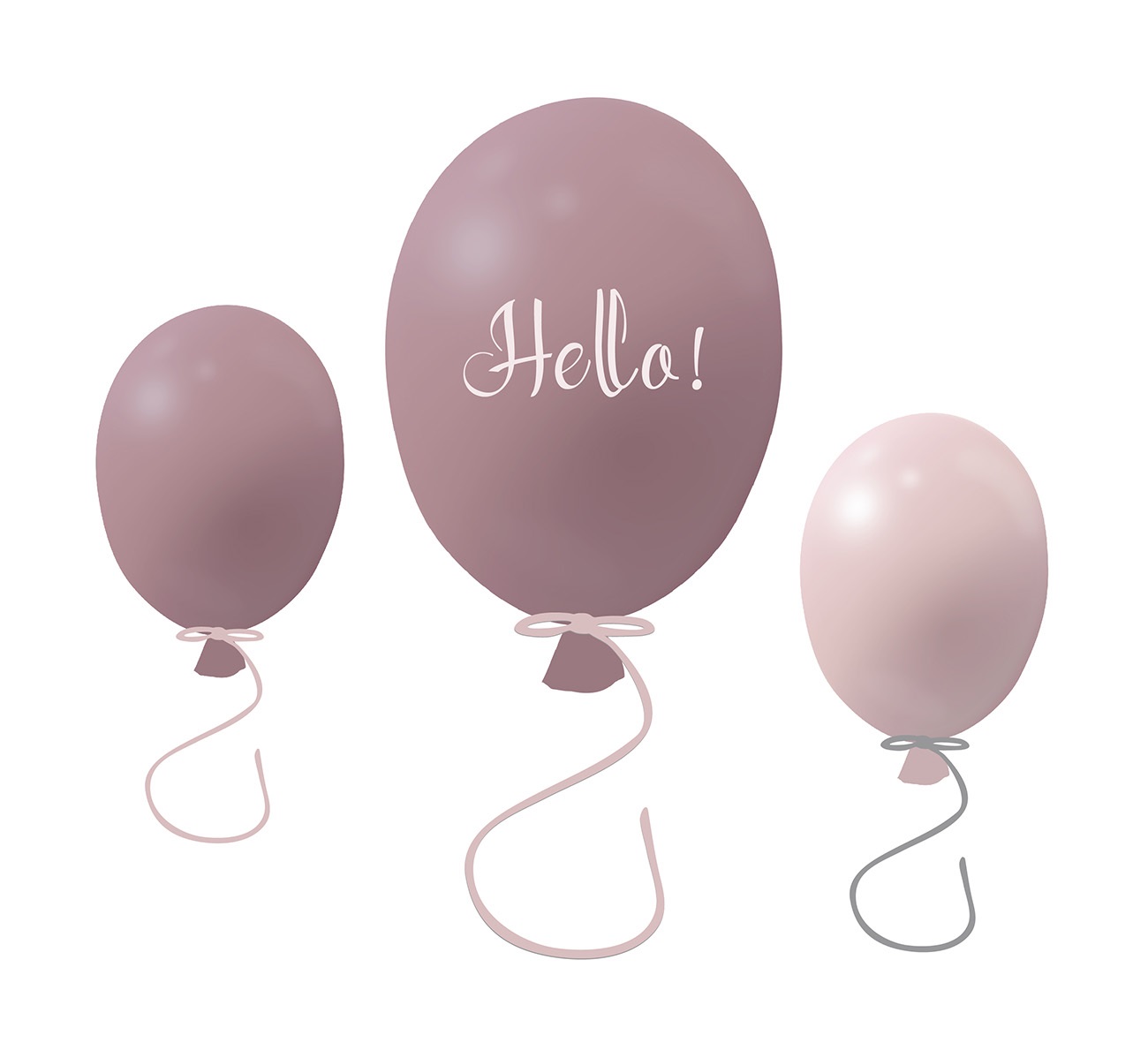 Väggklistermärke partyballonger 3-pack, dusty pink