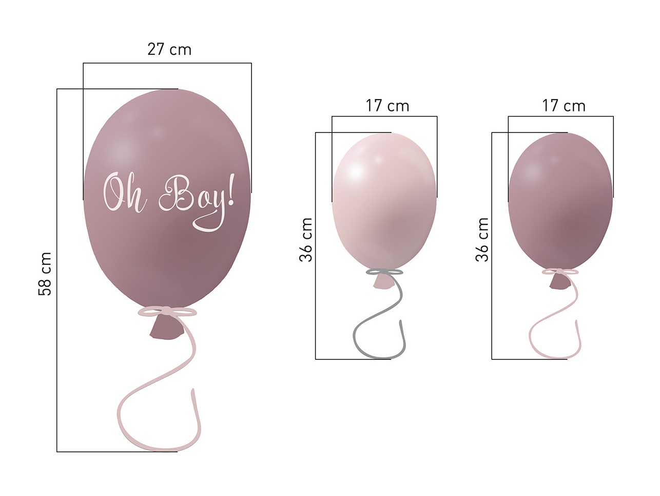 Väggklistermärke partyballonger 3-pack, dusty pink - Bild 4