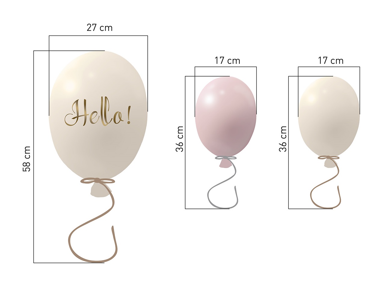 Väggklistermärke partyballonger 3-pack, rose cream - Bild 4