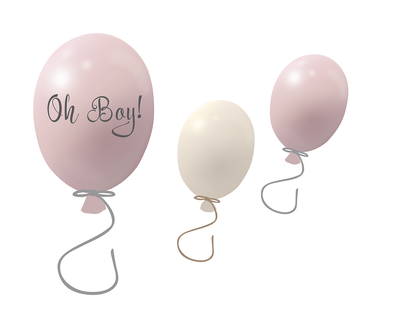 Väggklistermärke partyballonger 3-pack, powder rose - Bild 2