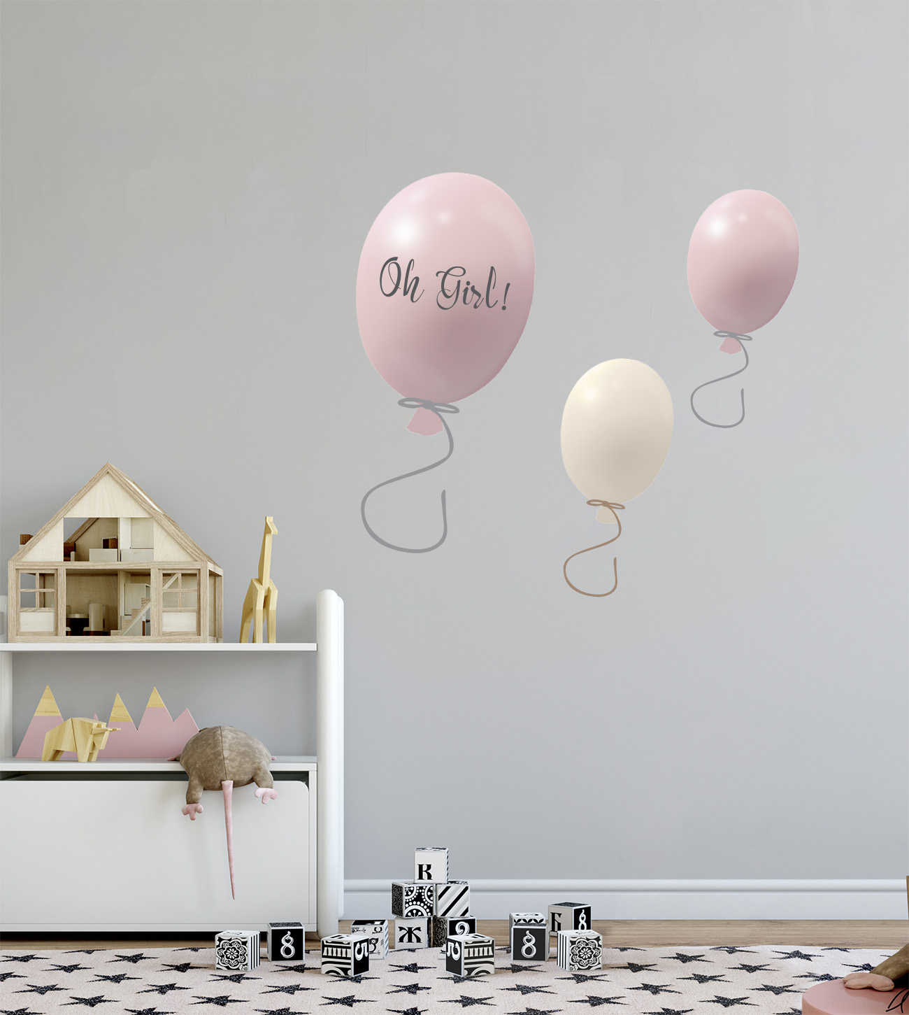 Väggklistermärke partyballonger 3-pack, powder rose - Bild 4