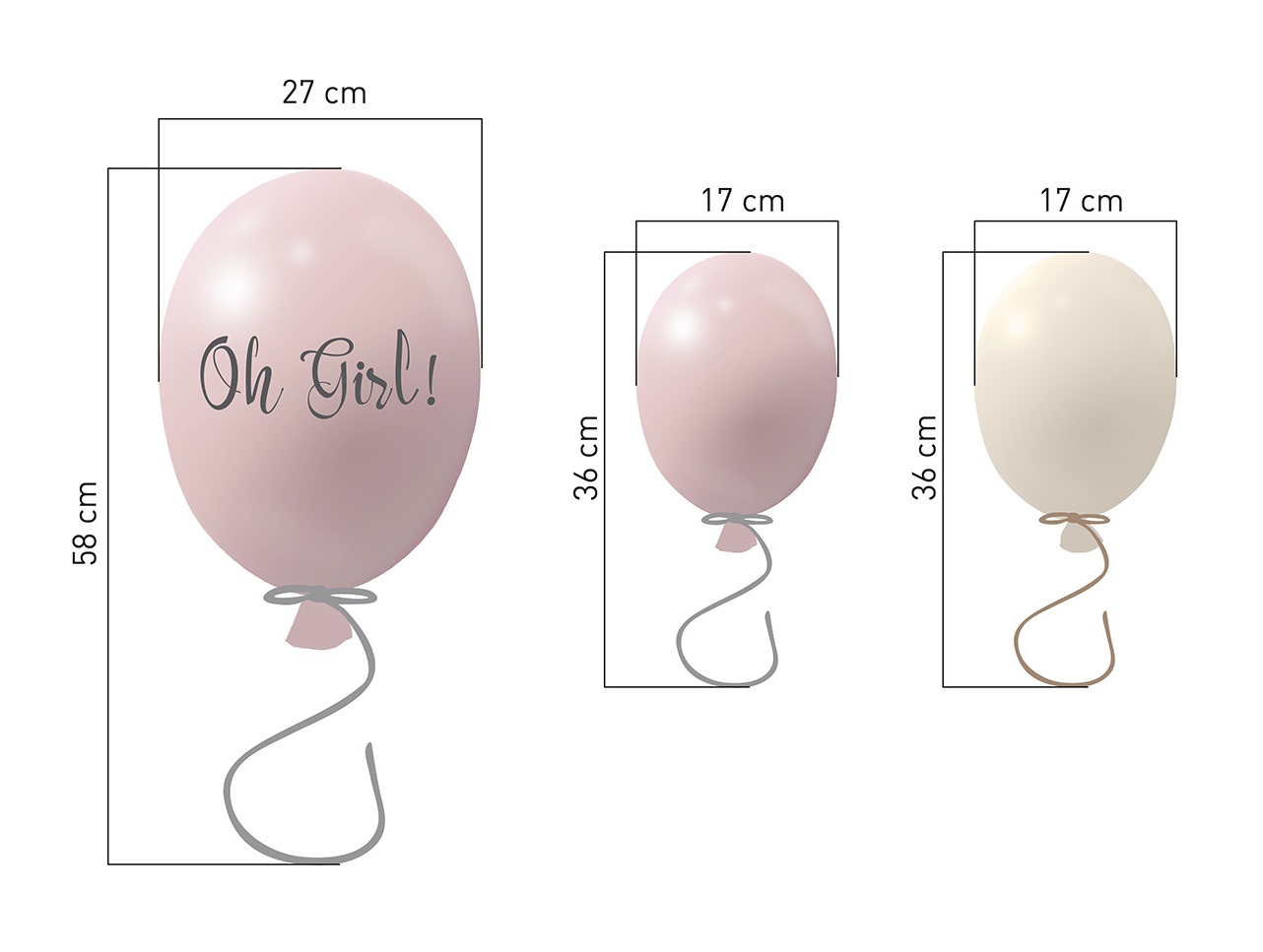 Väggklistermärke partyballonger 3-pack, powder rose - Bild 3