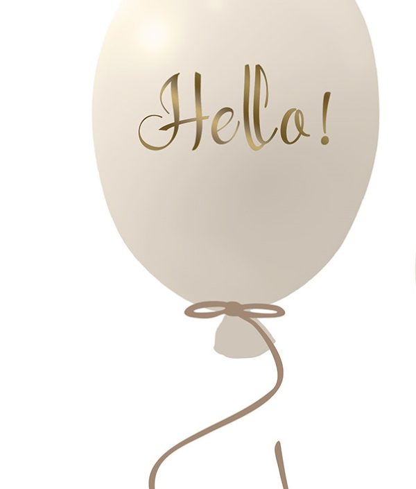 Väggklistermärke partyballong Hello, cream