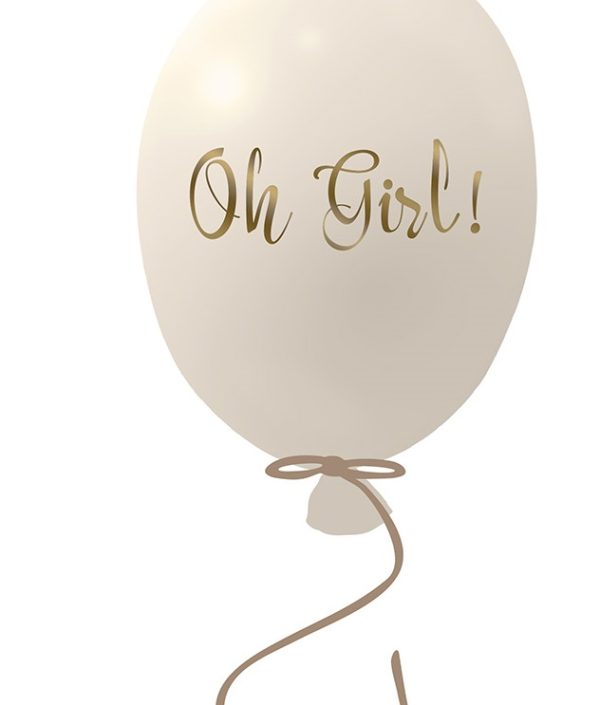 Väggklistermärke partyballong Oh girl, cream