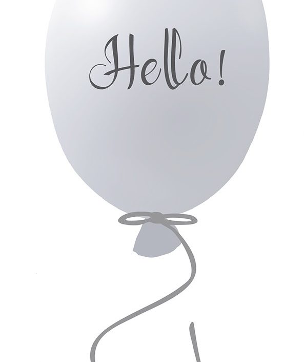 Väggklistermärke partyballong Hello, grey