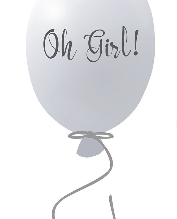 Väggklistermärke partyballong Oh girl, grey
