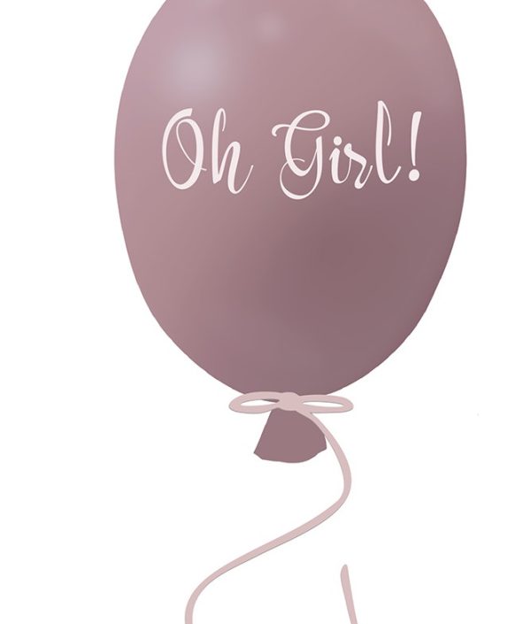 Väggklistermärke partyballong Oh girl, dusty pink