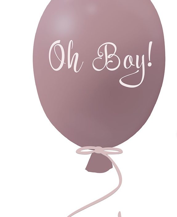 Väggklistermärke partyballong Oh boy, dusty pink