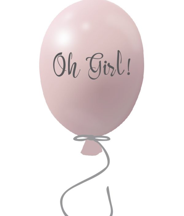Väggklistermärke partyballong Oh girl, powder rose