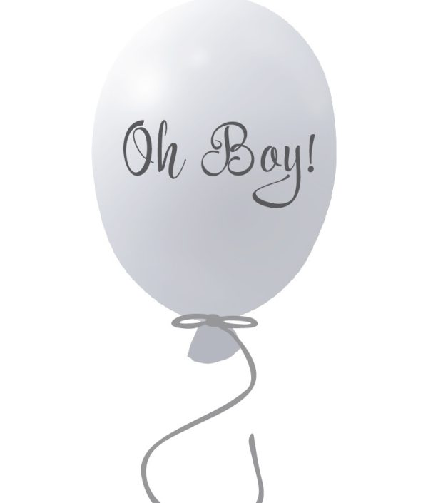Väggklistermärke partyballong Oh boy, grey