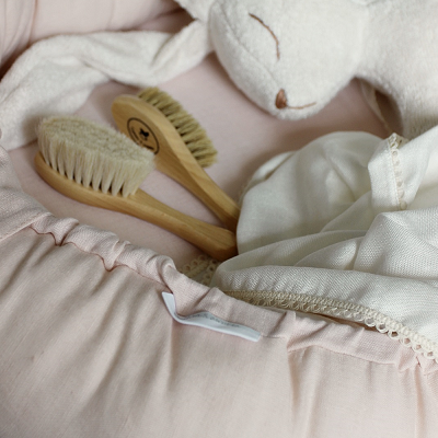 Cotton & Sweets, puderrosa klassisk babynest i 100 % linne - Bild 4