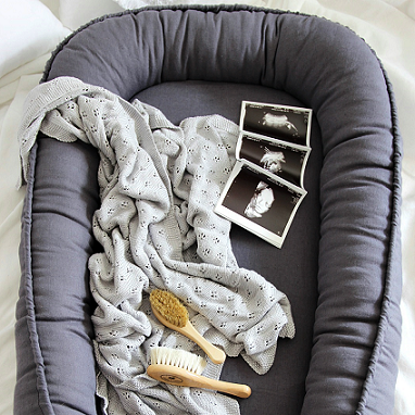 Cotton & Sweets, grafit klassisk babynest i 100 % linne - Bild 3
