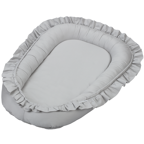 Cotton & Sweets, ljusgrå babynest i satin