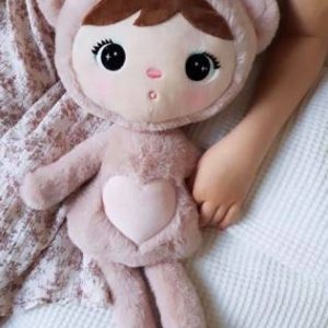 Rosa teddybjörn, stor docka med namn