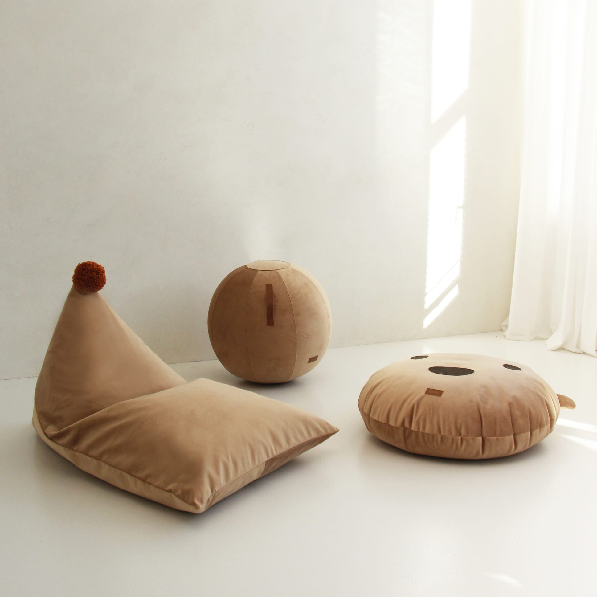 Fayne, sittboll med läderhandtag, beige - Bild 4