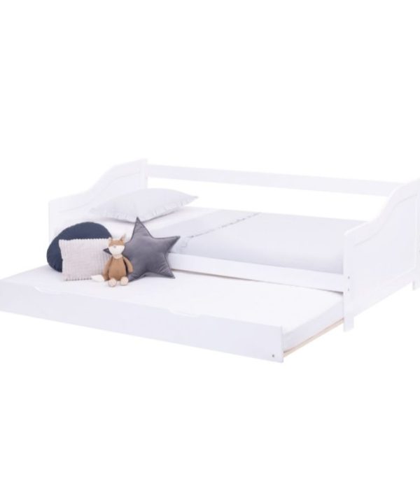 Vit säng 90x200 med en utdragbar extra säng