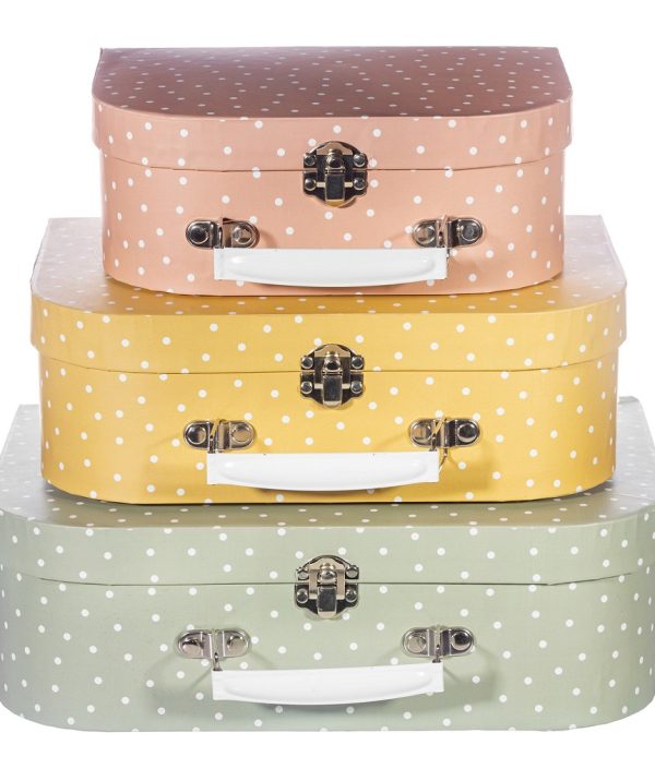 Sass & Belle, förvaringslådor koffert Earth Tones Spotted, 3-pack