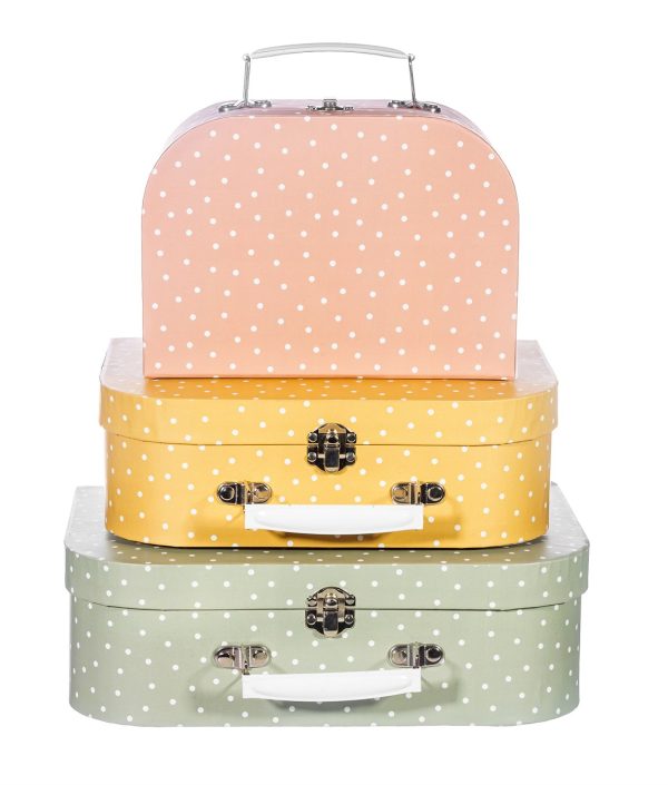 Sass & Belle, förvaringslådor koffert Earth Tones Spotted, 3-pack