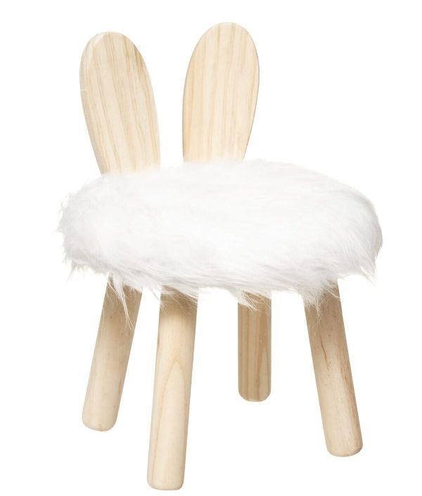 Trästol till barnrummet, vit kanin