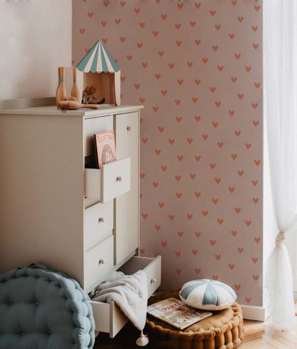 Dekornik, tapet Hearts Pink And Red Brick