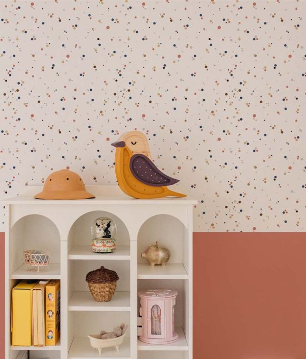 Dekornik, tapet Dots Minimini Cinnamon Blue