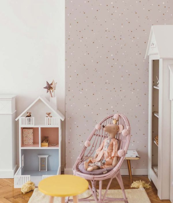 Dekornik, tapet Stars Minimini Cinnamon Powder Pink