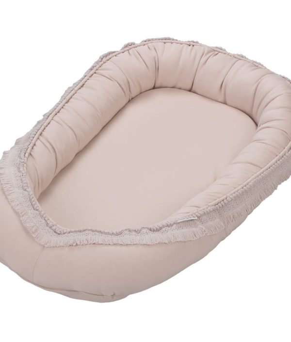 Cotton & Sweets, puderrosa boho babynest i bomull