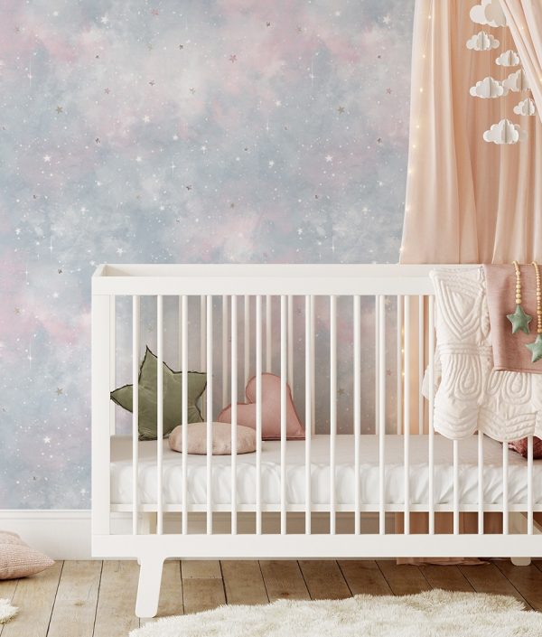 Dekorillo, tapet Cosmos sky blue and pink