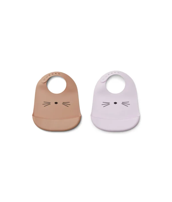 Liewood, Tilda Silikon haklapp 2-pack, Cat light lavender mix